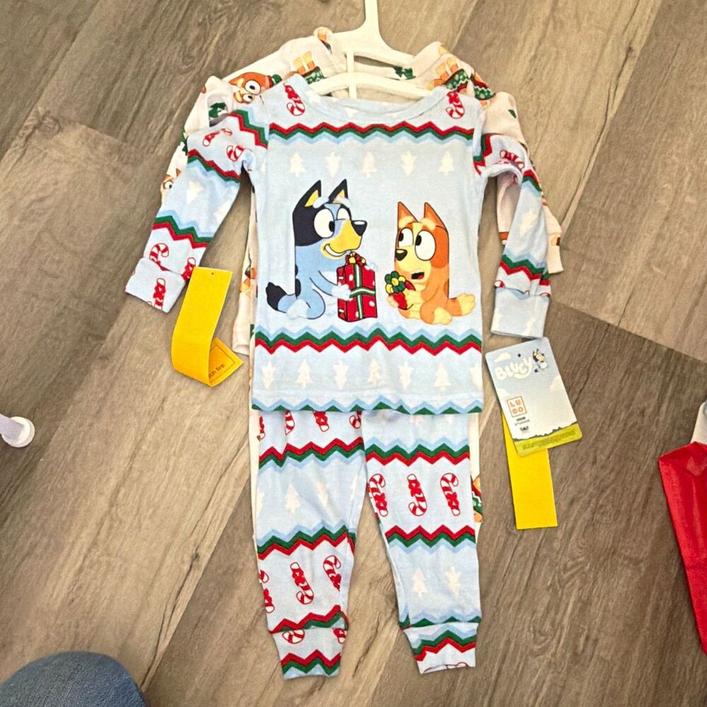 Bluey Bingo Christmas 2-Piece Cotton Knit Long Sleeve PJ Set 18M NWT
